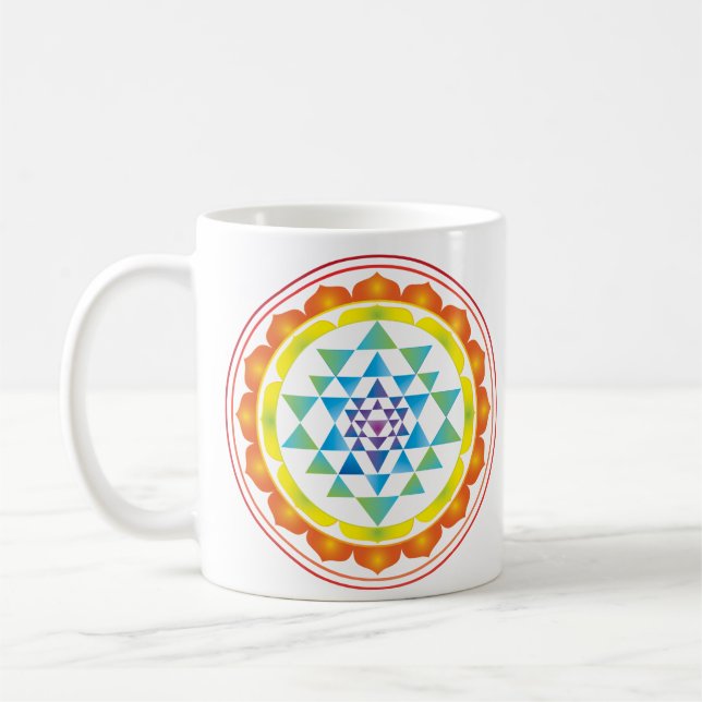 Sri-Yantra-Mystisches Symbol der heiligen Geometri Kaffeetasse (Links)