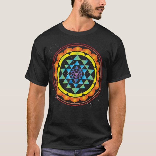 Sri-Yantra-Mystisches Symbol der heiligen Geometri T-Shirt (Vorderseite)