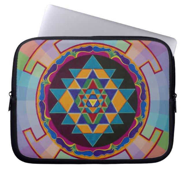 Sri Yantra Schoss-Spitzen-Hülse Laptopschutzhülle (Vorderseite)