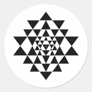Sri Yantra schwarzer u. weißer runder Aufkleber