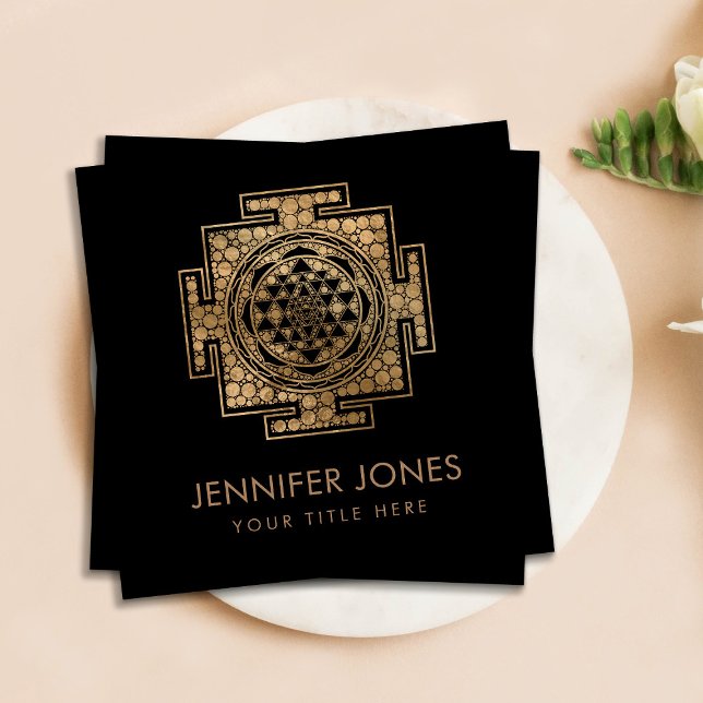 Sri Yantra / Sri Chakra Dot Art Quadratische Visitenkarte (Von Creator hochgeladen)