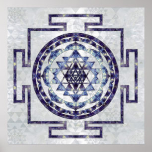 Sri Yantra / Sri Chakra Gemstone und Perle Poster