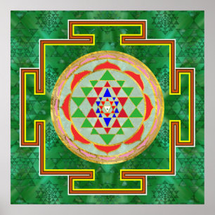 Sri Yantra/Sri Chakra in der Farbe Poster