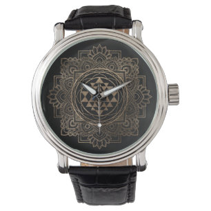 Sri Yantra / Sri Chakra in Goldlotus Armbanduhr