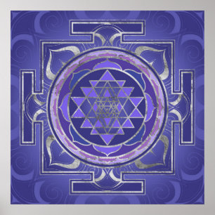 Sri Yantra / Sri Chakra Lila und Silver Poster