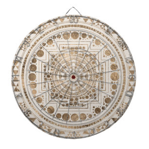 Sri Yantra/Sri Chakra Pastell-Gold Dartscheibe