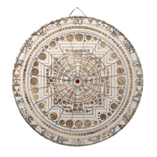 Sri Yantra/Sri Chakra Pastell-Gold Dartscheibe (vorne)
