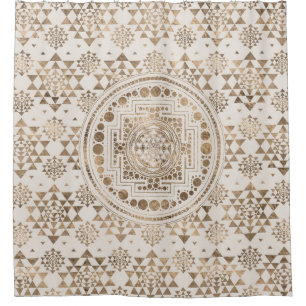 Sri Yantra/Sri Chakra Pastell-Gold Duschvorhang