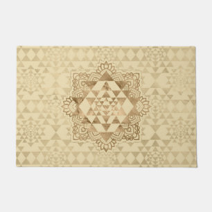 Sri Yantra/Sri Chakra Pastell-Gold Fußmatte