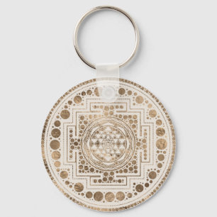 Sri Yantra/Sri Chakra Pastell-Gold Schlüsselanhänger