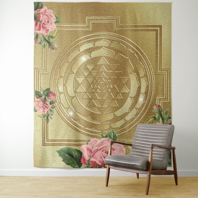 SRI YANTRA und der Anteil der Rose - Tapisserie Wandteppich (Beispiel)
