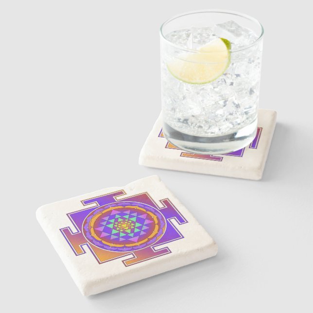 SRI YANTRA voll gefärbt + Ihre Ideen Steinuntersetzer (Seitenansicht)