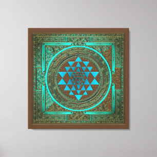 Sri Yantra Water Glow - Wrapped Canvas Leinwanddruck