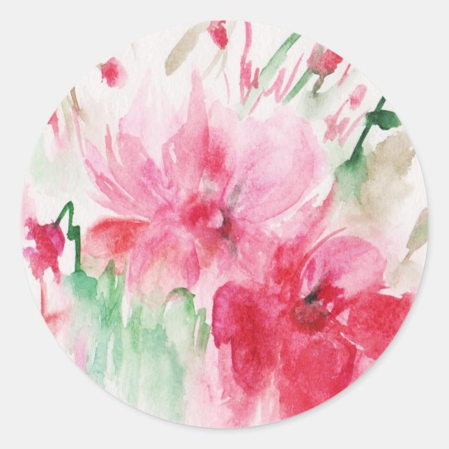 Sricker mit Blume Runder Aufkleber (Vorderseite)
