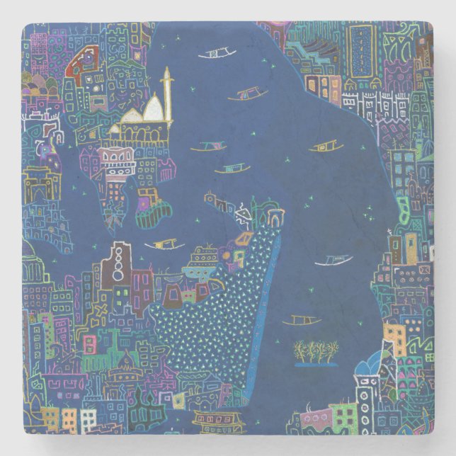 Srinagar Days - Marmorsteinstein-Untersetzer Steinuntersetzer (Vorderseite)