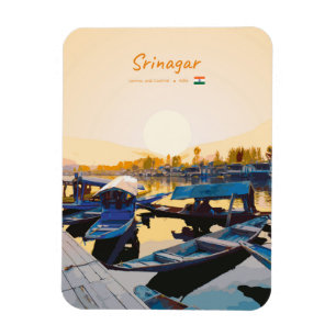 Srinagar, Indien - Dal Lake Shikara Boote abgerund Magnet