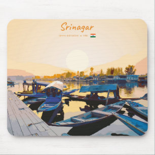 Srinagar, Indien - Dal Lake Shikara-Boote Mousepad