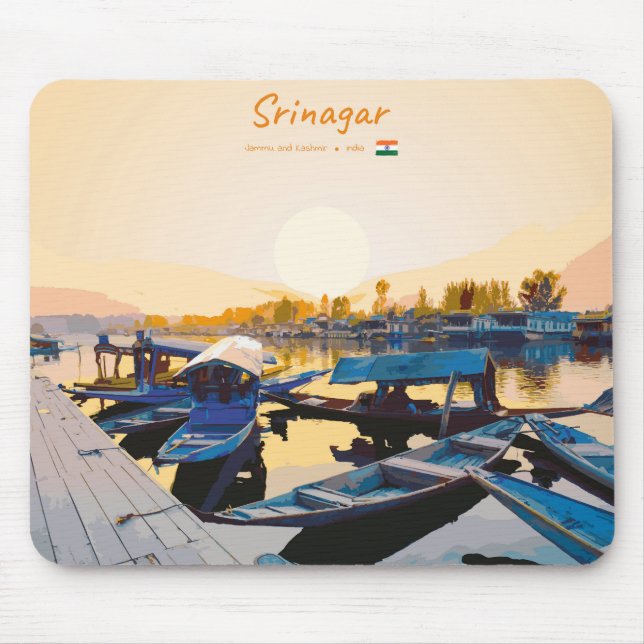 Srinagar, Indien - Dal Lake Shikara-Boote Mousepad (Vorne)