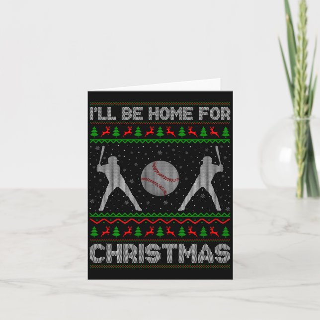 Srty Baseball Player Ugly Christmas Sweaters Xmas  Karte (Vorderseite)