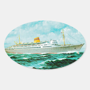 ss Bergensfjord auf See Ovaler Aufkleber
