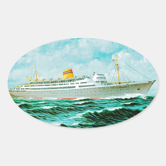 ss Bergensfjord auf See Ovaler Aufkleber (Vorderseite)