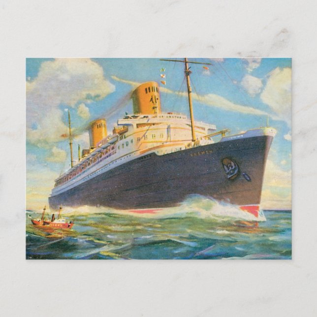 SS Bremen auf See Postkarte (Vorderseite)