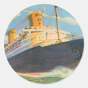 SS Bremen auf See Runder Aufkleber