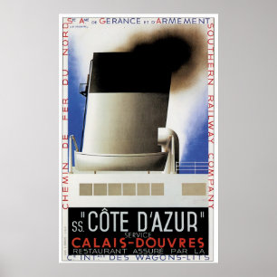 SS Côte d'Azur Vintage Schiffs-Anzeige Poster