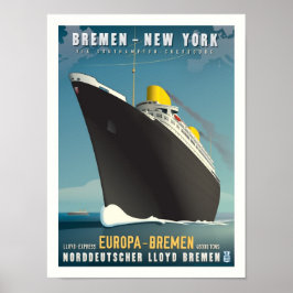 SS Europa Art Deco Reiseplakat Poster