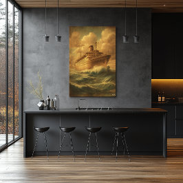 SS Genova Ocean Liner – Mid-Century Retro Vintage  Poster