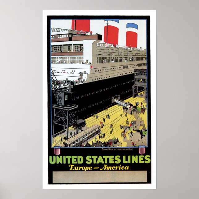 ss Leviathan at Dock - United Staaten Lines Poster (Vorne)