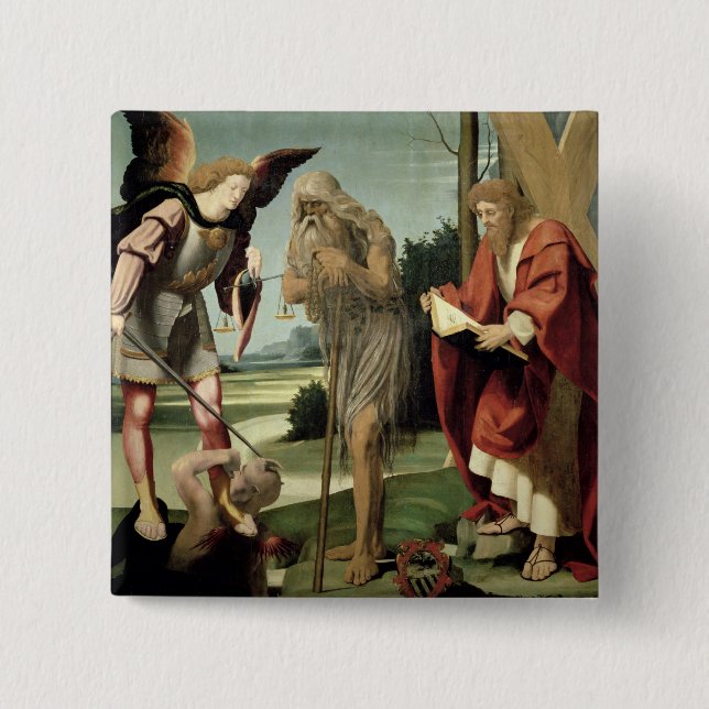 SS. Michael, Andrew und Onuphrius (Öl auf Platte) Button (Vorderseite)