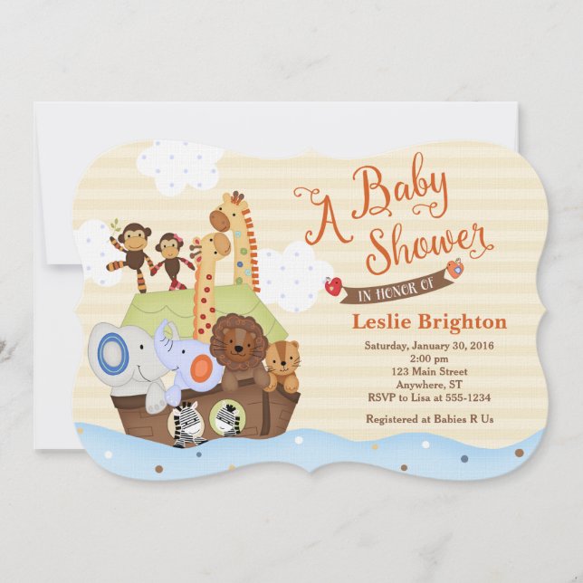 SS Noah/Noah's Ark Baby Shower Einladung (Vorderseite)