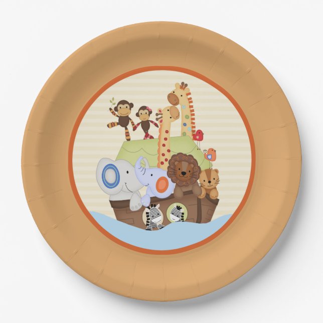 SS Noah / Noah's Ark Baby Shower Pappteller (Vorderseite)