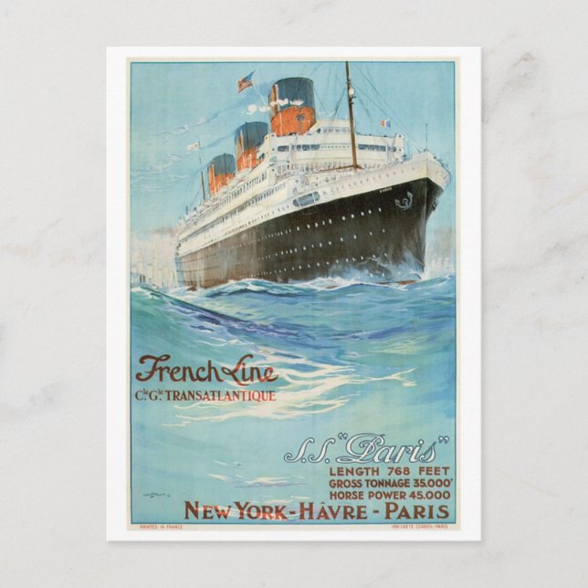 SS Paris - die französische Linie Postkarte (Vorderseite)