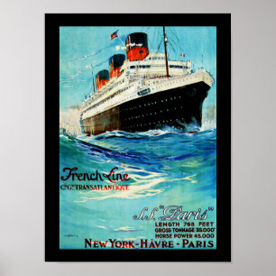 SS Paris ~ Franzose-Linie Poster