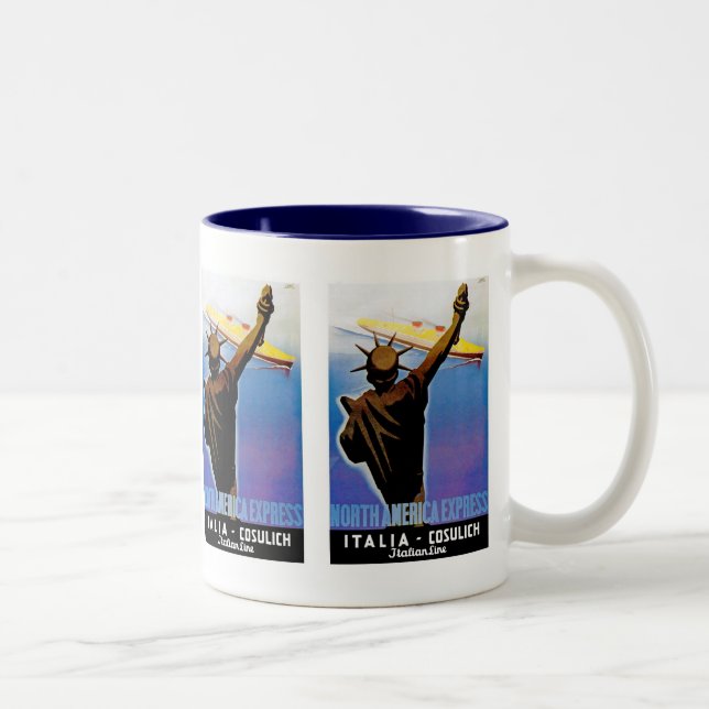 ss Rex vorbeiführende Freiheitsstatue Zweifarbige Tasse (Rechts)