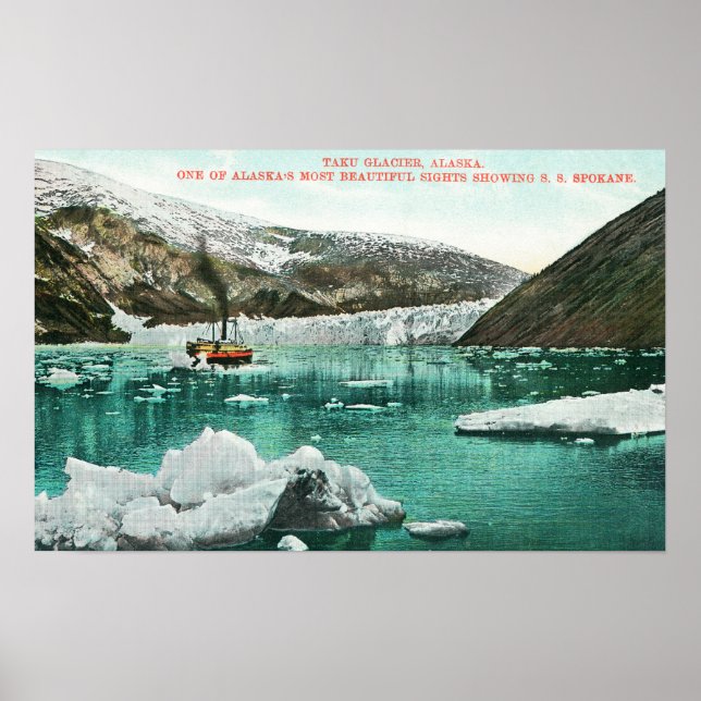 SS Spokane Steamer Passing by Glacier Poster (Vorne)
