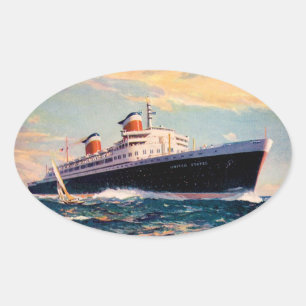 SS United States auf See Ovaler Aufkleber