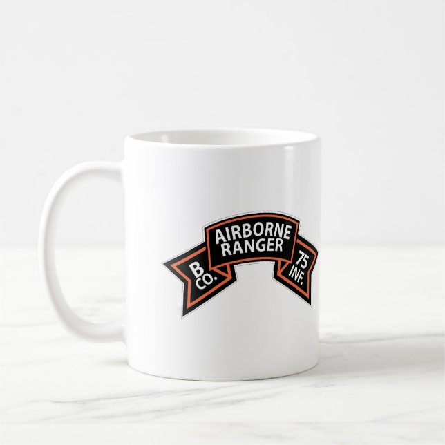 SSI - B Co 75. Infanterie (Ranger) Scroll Kaffeetasse (Links)