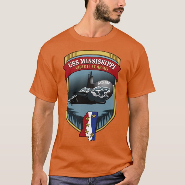 SSN782 USS Mississippi Crest T-Shirt (Vorderseite)
