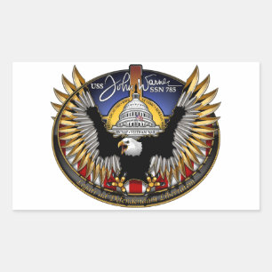 SSN 785 USS John Warner Rechteckiger Aufkleber