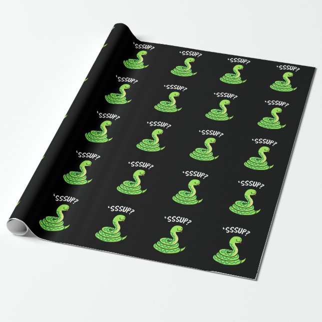 Sssup Funny Hissing Snake Pun Dark BG Geschenkpapier (Ungerollt)
