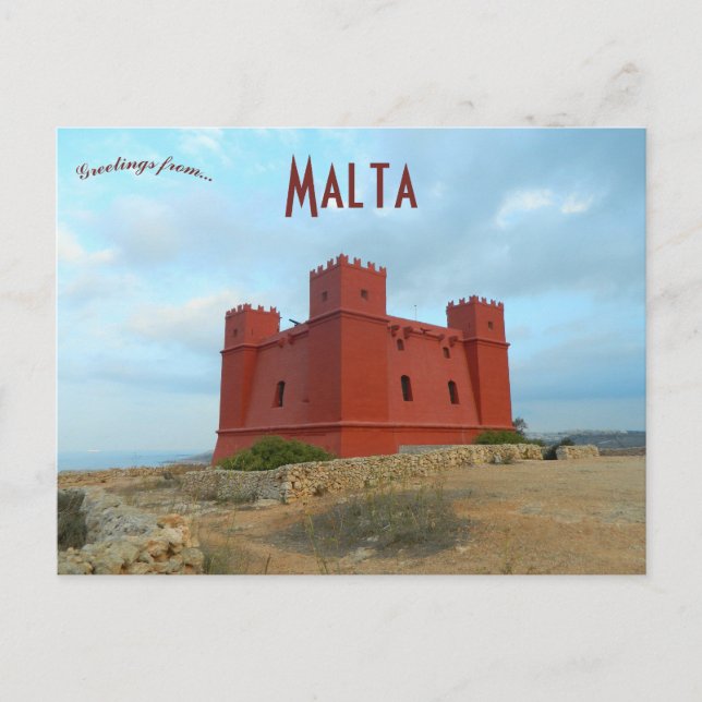 St Agathas Tower - Der Rote Turm Malta Postkarte (Vorderseite)