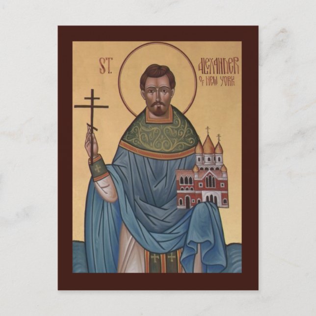St. Alexander von New York Prayer Card Postkarte (Vorderseite)