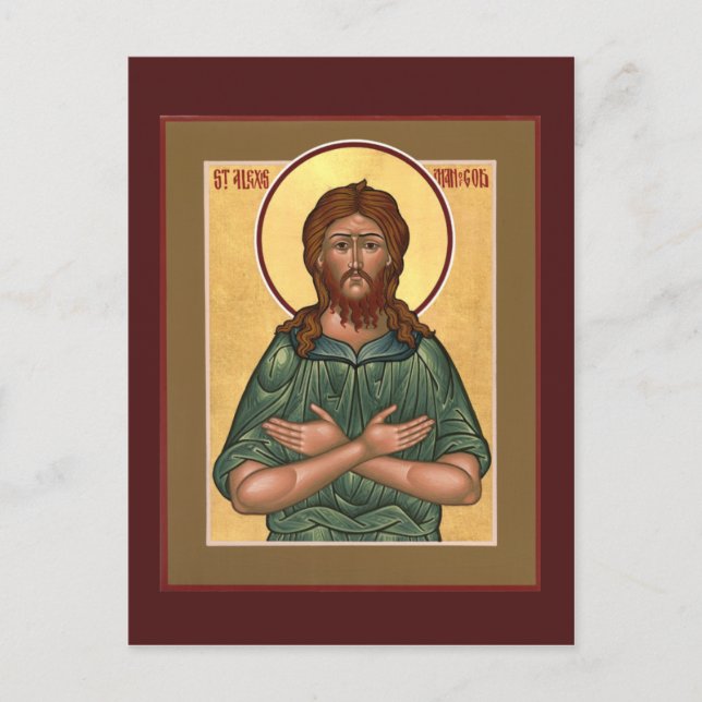 St. Alexis Man of God Prayer Card Postkarte (Vorderseite)