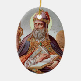 St. Ambrose of Milan (Frameless) Oval Ceramic Keramik Ornament