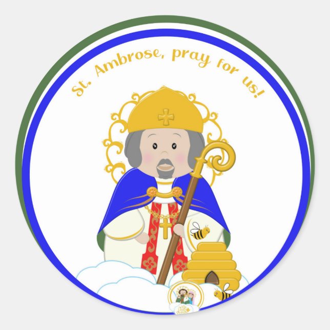 St. Ambrose Runder Aufkleber (Vorderseite)