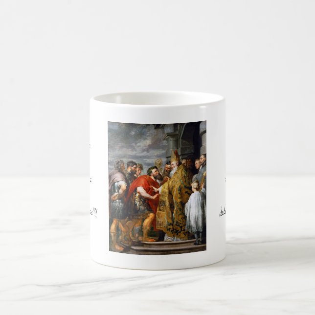 St Ambrose und Kaiser Theodosius Paul Rubens Kaffeetasse (Mittel)