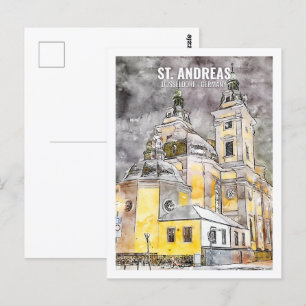 St Andreas Dusseldorf Travel Place Watercolor Postkarte